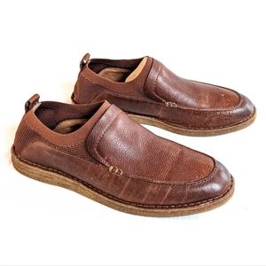 BORN Samuel men's leather knit slip-on loafers dress shoes